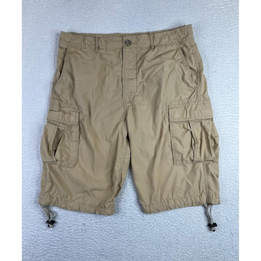 Diesel Cargo Shorts Mens 30 Beige 11" Canvas Drawstring Hem Paratrooper Utility